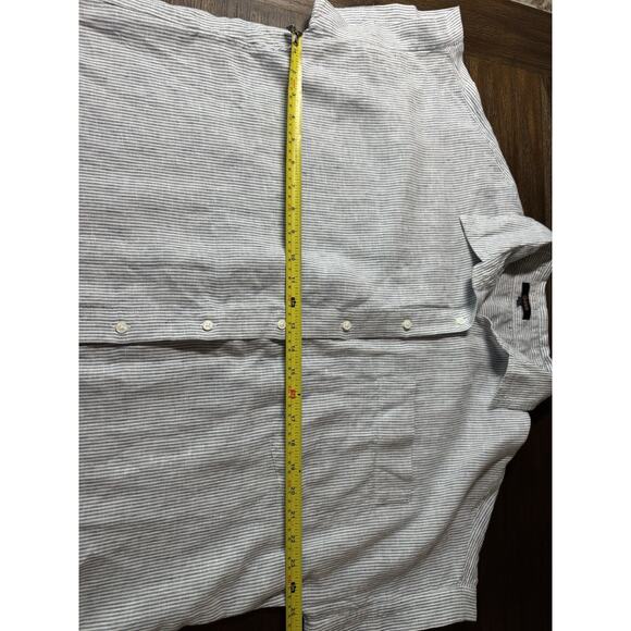 Quince Shirt Women’s Large 100% European Linen Camp Blue Pinstripe - Picture 6 of 10